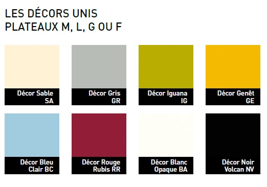Nuancier plateau décor uni